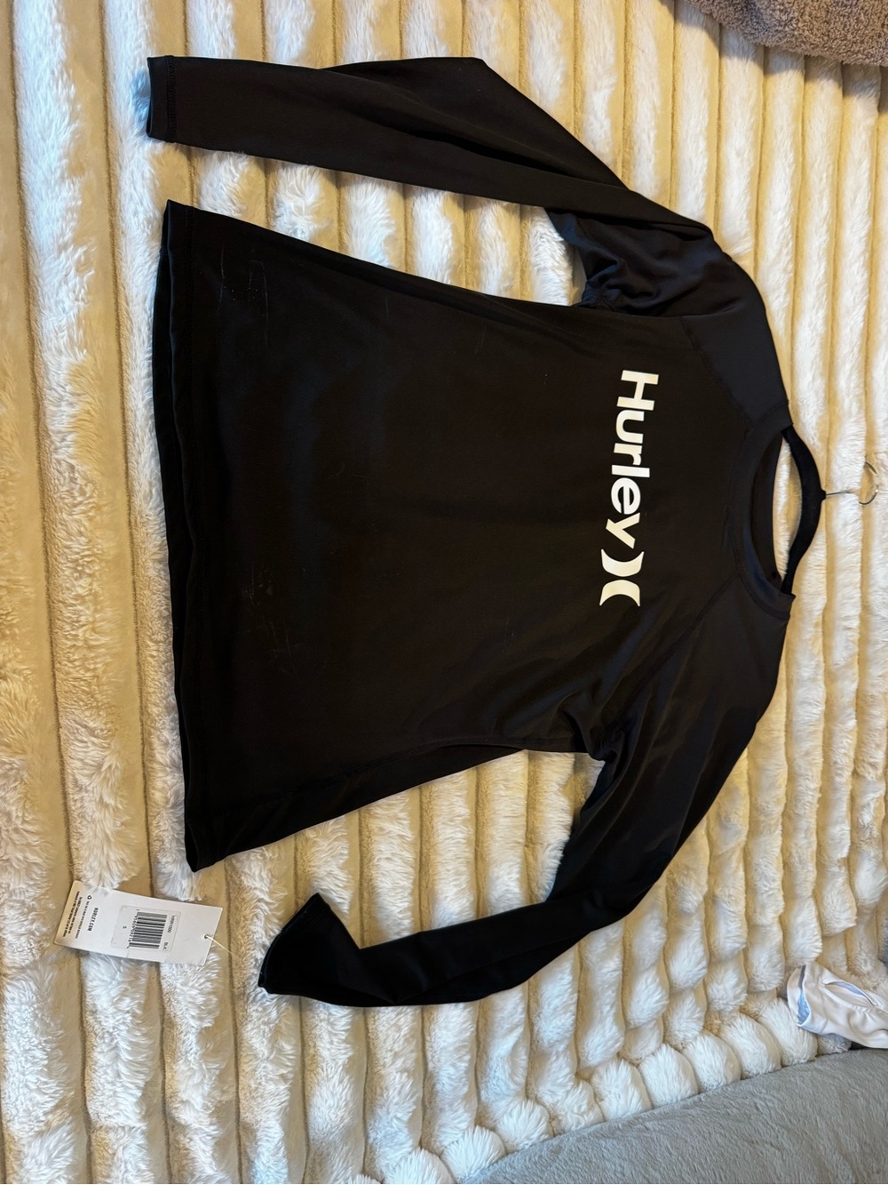 Hurley Black Long-Sleeve Logo Rash Guard